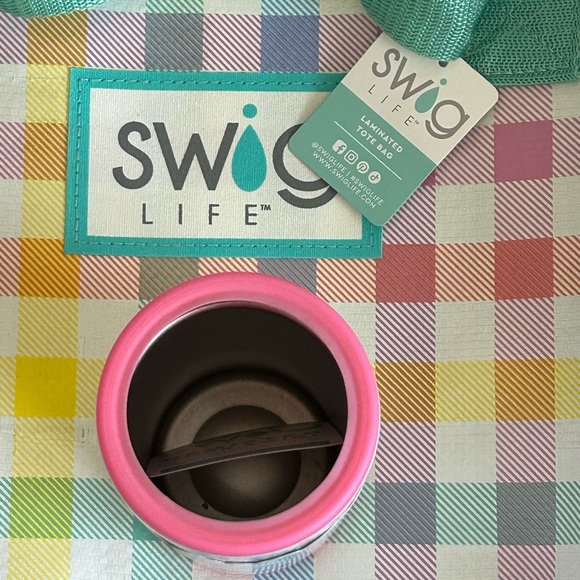 NWT SWIG LIFE 12 OZ INSULATED STAINLESS SKINNY CAN COOLER & LAMINATED TOTE BAG - Picture 7 of 12